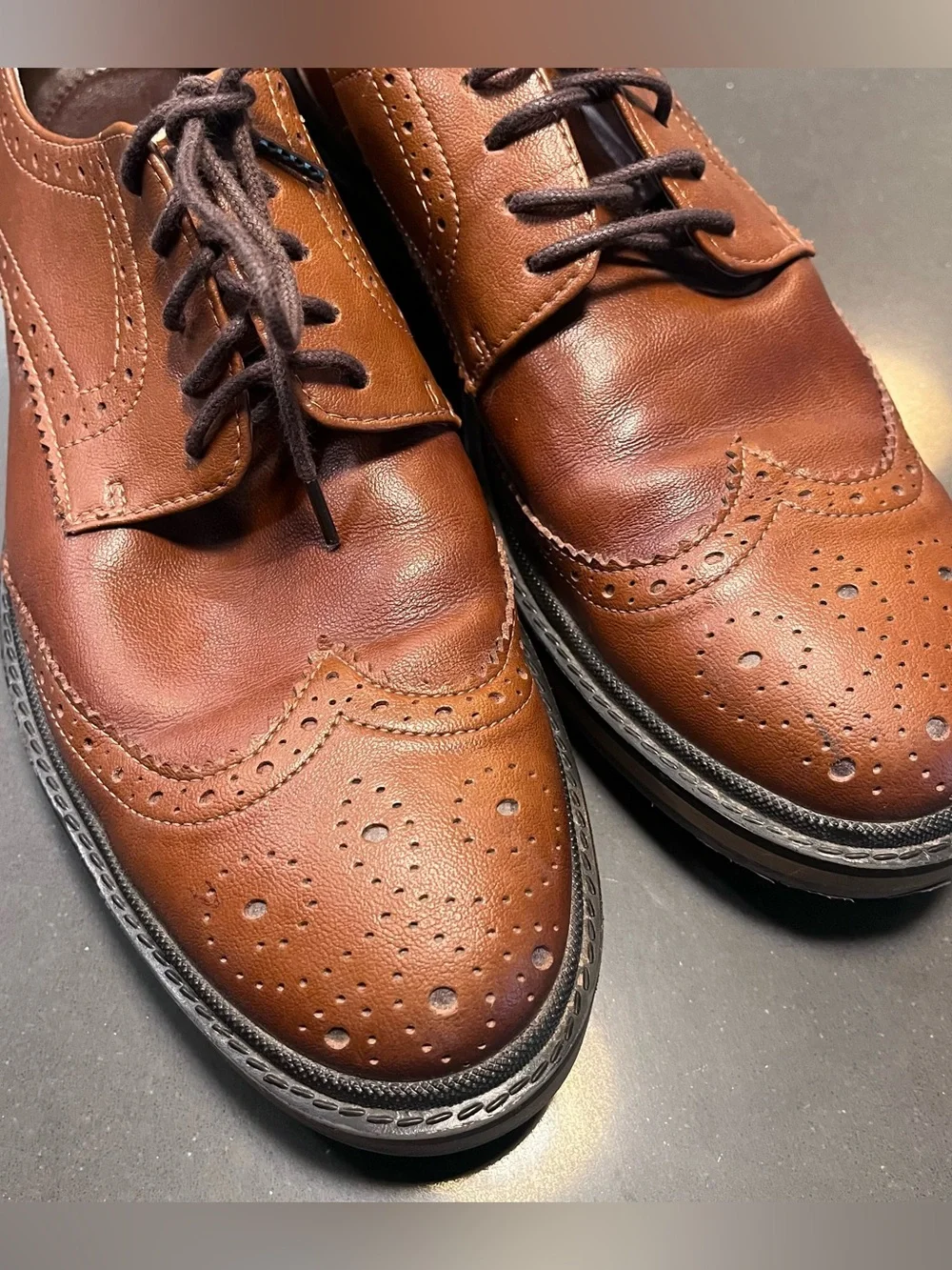 Will's Vegan Shoes Wingtip Brown Continental Brogue Dress 44 Men Leather Oxfords